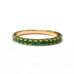 Tsavorite Garnet Eternity Band: Sterling Silver Green Gemstone Ring