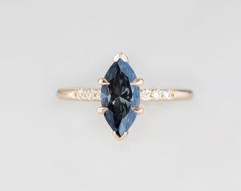 1.50 CT Marquise Grey Blue Moissanite Ring – Sterling Silver Engagement, Wedding, or Promise Ring