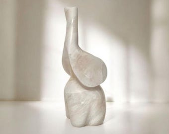 Natürlicher Elfenbein-Alabaster-Elefantenstein, Palmenstein mit mattem Finish, Wohnkultur, Natursteindekor, handgeschnitzte Skulptur, natürliche Andenkunst