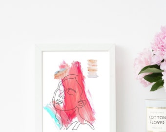 Artsy Line Art With Bold Abstract Painting for Wall Art and Home Decor