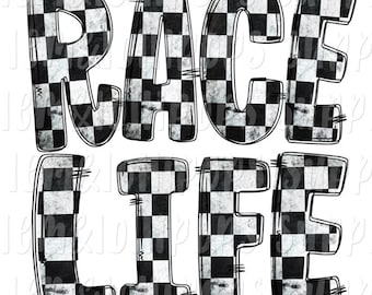 INSTANT Digital Download - Race life - checker flag letters - PNG FILE