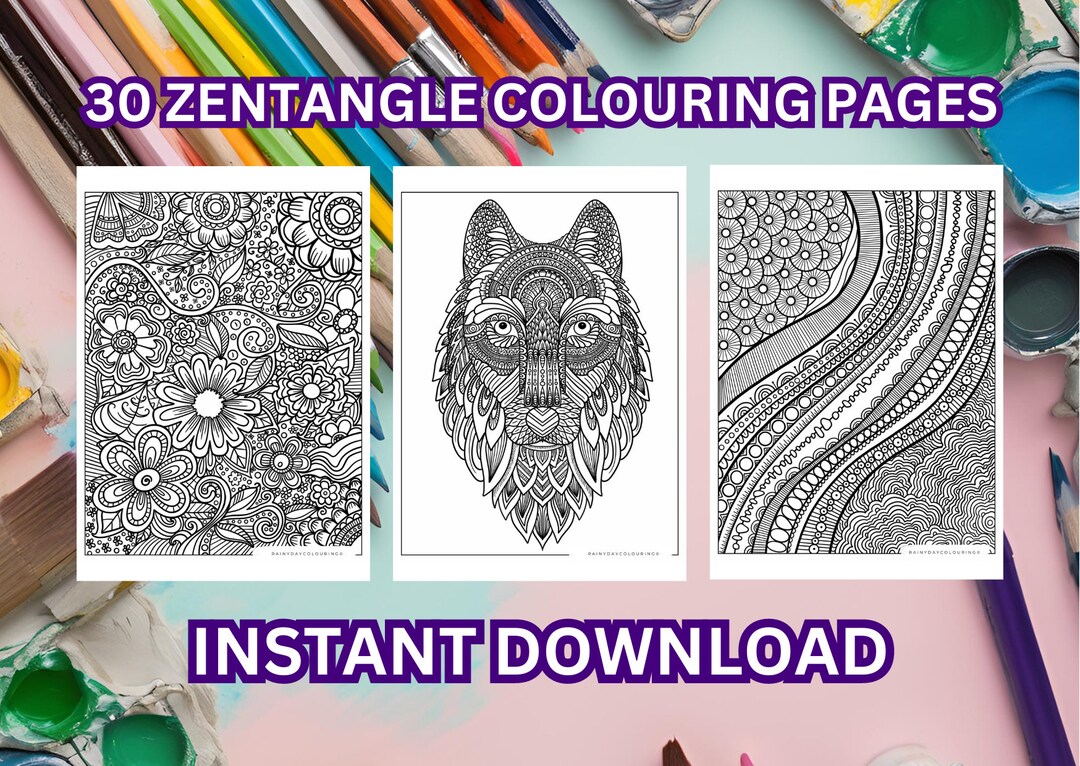 30 Zentangle Coloring Pages Set, Adult Coloring Pages, Printable Pages ...