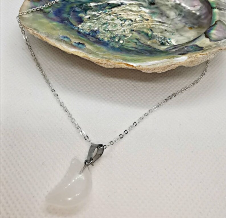 Clear Quartz Crescent Moon Healing Crystal Necklace