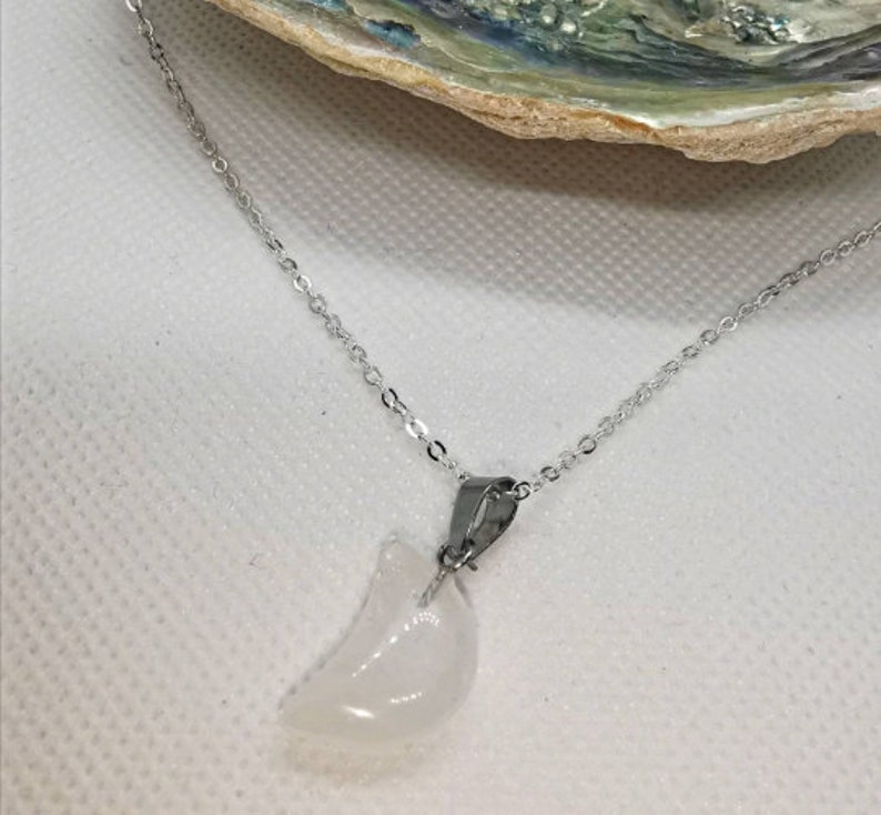 Clear Quartz Crescent Moon Healing Crystal Necklace