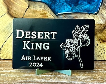 Thick black laser engraved aluminum business card size tags