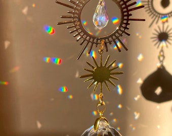 Sunburst Car Suncatcher/Car Accessories for Women/Car Suncatcher/Boho Car Accessories/ Hippie Car Accessories/ Rear View Mirror Charm