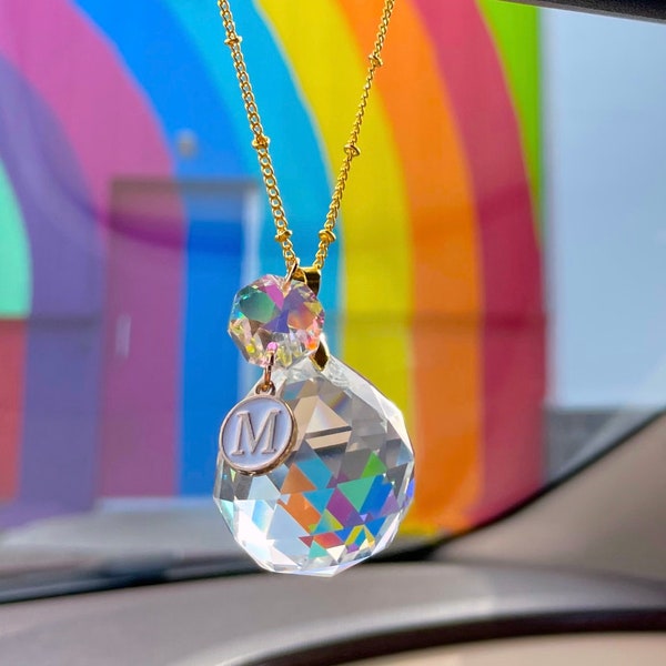 Car Accessories for Women/Monogram Car Suncatcher/Car Mirror Hanging Suncatcher/Hippie Car Accessory /Cute Car Decor/ Personalized Car Charm