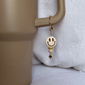 Aesthetic Stanley Cup Accessories/ Smiley Face Stanley Cup Charm/ Water bottle Accessories for women/ Tumblr handle Charms/Stanley Accessori