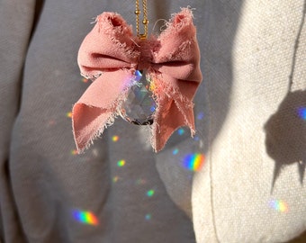 Coquette Car Accessories for Women/ Bow Car Suncatcher/Car Mirror Hanging Suncatcher/Hippie Car Accessory /Cute Car Decor/Car Charm