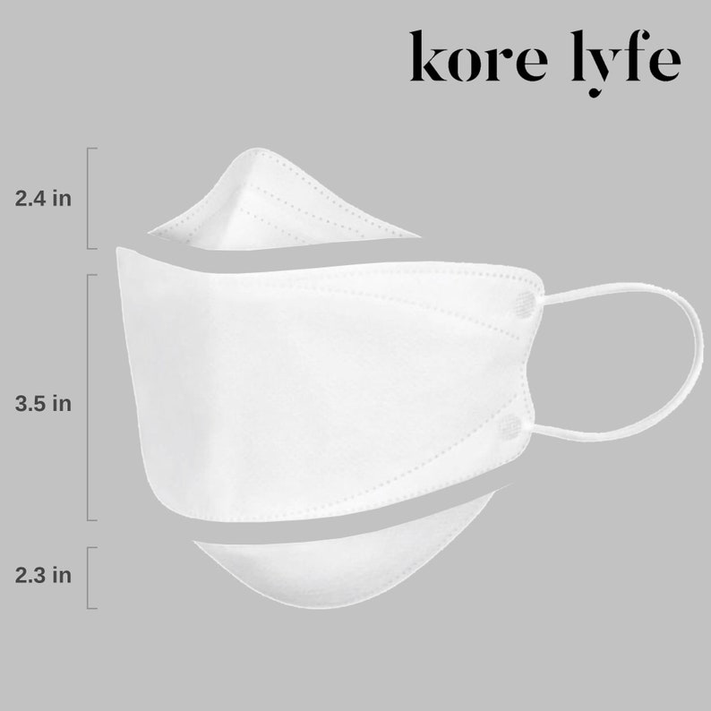 25 Larger KF94 Face Mask Xlarge White in 5 PCS Etsy