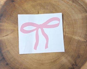 Coquette Pink Bow Vinyl Decal, Cute Pink Bow Mirror Decal, Pink Bow Rearview Car Laptop, Bow Water Bottle Decal, Girlie Girl Bow Decal