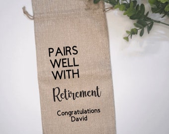 Retirement, Promotion Bottle Gift Bag | Personalized Retirement Wine Bottle Bag Gift | Retirement, Promotion Wine Bag |Retired coworker gift