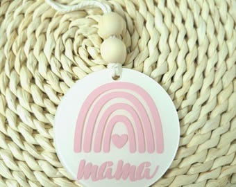 Mama Car Charm, Rainbow Rear View Mirror Charm, Mom Wall Hanging Decor, Car Gift, Rainbow Car Accessory, Mom Car Gift, Mother's Day Gift