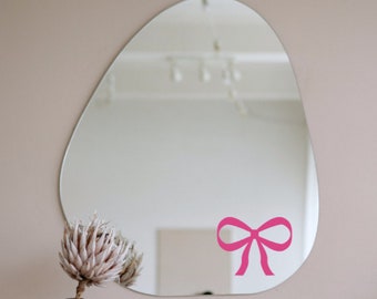 Coquette Pink Bow Vinyl Decal, Cute Pink Bow Mirror Decal, Pink Bow Rearview Car Laptop, Bow Water Bottle Decal, Girlie Girl Bow Decal