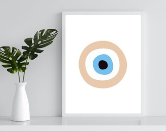 Evil Eye Printable Wall Art, Evil Eye Wall Art, Boho Wall Art, Evil Eye Pastel Wall Art Prints, Turkish Evil Eye Art, Evil Eye Art Decor