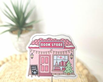 Book Shop Christmas Sticker, Cozy Season Bookish Winter Sticker, Book Girlie Book Store Planner Journal Laptop Water Bottle Kindle Sticker
