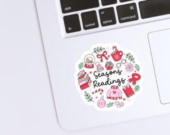 Bookish Winter Snow Sticker, Cozy Season Book Lovers Sticker, Seasons Readings Girlie Planner Journal Laptop Water Bottle Kindle Sticker