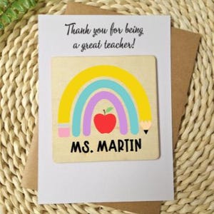Carte personnalisée de sous-bock en bois d'appréciation des enseignants, cadeau pour les enseignants, cadeau personnalisé pour les enseignants, cadeau pour les enseignants de premier jour, dernier jour d'école
