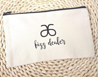 Fizz Dealer Pouch Bag, Fizz Dealer Consultant Make Up Cosmetic Travel Zipper Bag, Arbonne Team gift Bag, Gift for Her