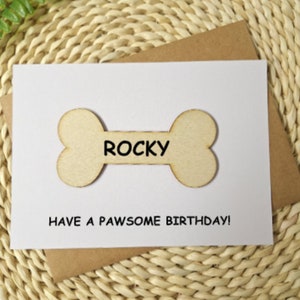 Carte d'anniversaire personnalisée, nom d'animal de compagnie personnalisé, aimant en os de chien, cadeau pour les amoureux des animaux de compagnie, carte d'anniversaire de chien, cadeau d'anniversaire d'animal de compagnie
