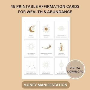 Money Affirmation Cards, Wealth and Abundance Affirmation Cards, Vision Board Money Cards, Money Manifestation, Money Printable Cards