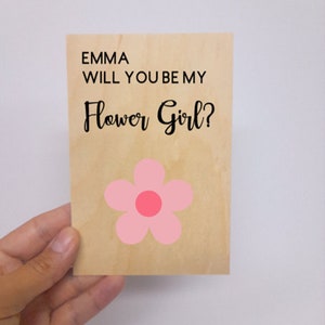 Carte en bois personnalisée Flower Girl, Serez-vous ma carte Flower Girl, Carte Flower Girl personnalisée, Cadeau pour elle