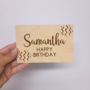 Carte de joyeux anniversaire personnalisée en bois, carte de joyeux anniversaire, carte d'anniversaire en bois personnalisée, cadeau d'anniversaire, décoration d'intérieur, cadeau pour lui, elle