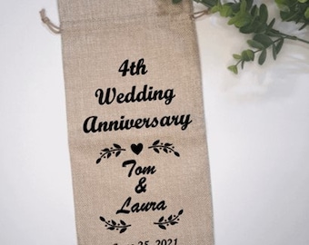 Wedding Anniversary Bottle Gift Bag | Personalized Anniversary Wine Bag | Wedding Anniversary gift | Anniversary gift | Mr & Mrs Gift Bag