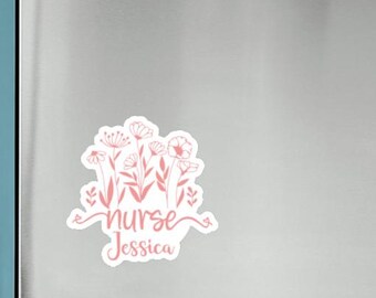 Personalized Nurse Flower Magnet, Custom Name Nurse Flower Magnet, Nurse Gift Keepsake, Nurse Appreciation Gift Magnet