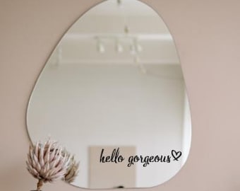 Hello Gorgeous Hello Beautiful Mirror Decal, Positive Quote Car Mirror Decal, Positive Daily Affirmation Decal, Motivation Car Mirror Decal
