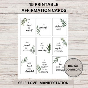 Positive Affirmation Cards, Self Love Positive Affirmation Cards, Vision Board Printables, Daily Affirmation Cards, Self Care Printables