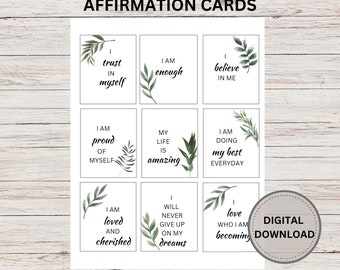 Positive Affirmation Cards, Self Love Positive Affirmation Cards, Vision Board Printables, Daily Affirmation Cards, Self Care Printables