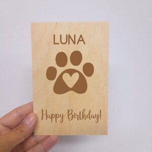 Carte en bois d’anniversaire pour animaux de compagnie, carte de joyeux anniversaire pour animaux de compagnie, carte en bois personnalisée pour animaux de compagnie, décoration intérieure de cadeau pour animaux de compagnie, cadeau d’anniversaire pour animaux de compagnie, cadeau pour les amoureux des animaux de compagnie