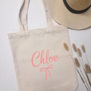 Bow Name Tote Bag, Coquette Aesthetic Bachelorette Tote, Personalized Bow Tote Bag, Personalized Maid of Honour, Bridesmaid Gift, Girly Tote