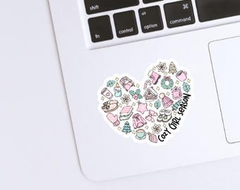 Cozy Girl Winter Season Sticker, Bookish Girly Winter Sticker, Girlie Book Store Planner Journal Laptop Water Bottle Kindle Sticker