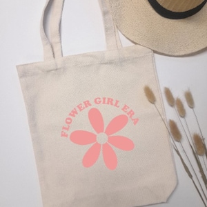 Sac fourre-tout à l'époque des petites filles d'honneur, joli sac fourre-tout fleur, sac fourre-tout fille d'honneur, sac fourre-tout rose fille, sac fourre-tout fête de mariage, cadeau de fille d'honneur