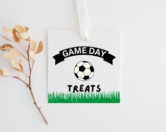Etichette regalo per dolcetti di calcio per il giorno della partita, etichette regalo per la squadra di calcio, etichette regalo per la piazza della partita di calcio, etichette regalo stampabili per il calcio