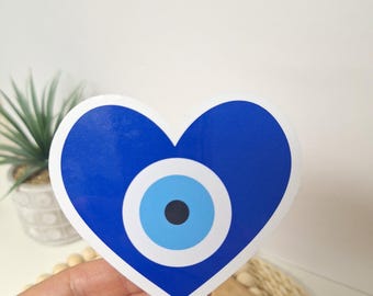 Evil Eye Heart Waterproof Sticker Good Luck Sticker Evil Eye Heart Laptop Water Bottle Phone Case Sticker Evil Eye Protection Symbol Sticker