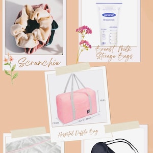 Postpartum Care Package, Pregnancy gift box, Labor and delivery bag, Mama bag, Hospital bag, Mom Patch Makeup Pouch, Overnight bag, New Mom imagem 5