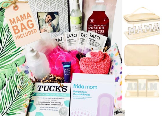 Postpartum Care Package, Pregnancy gift box, Labor and delivery bag, Mama bag, Hospital bag, Mom Patch Makeup Pouch, Overnight bag, New Mom