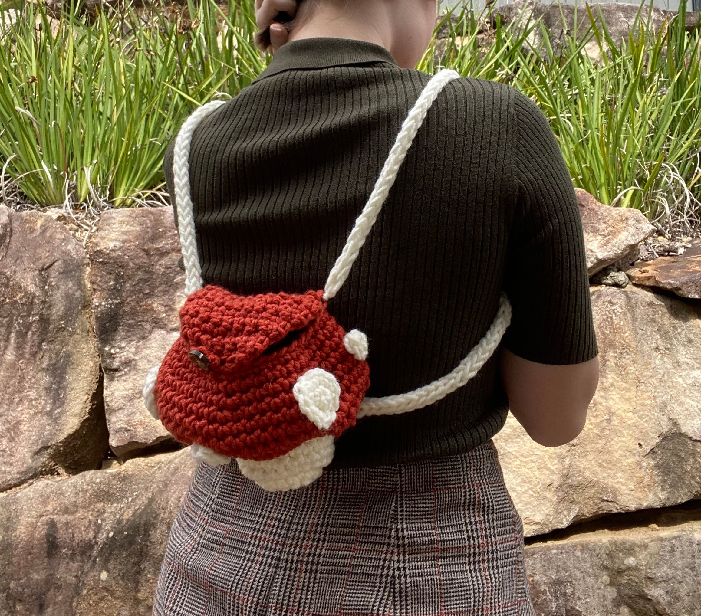 Crochet Mushroom Bag or Backpack Handmade Cottagecore Etsy
