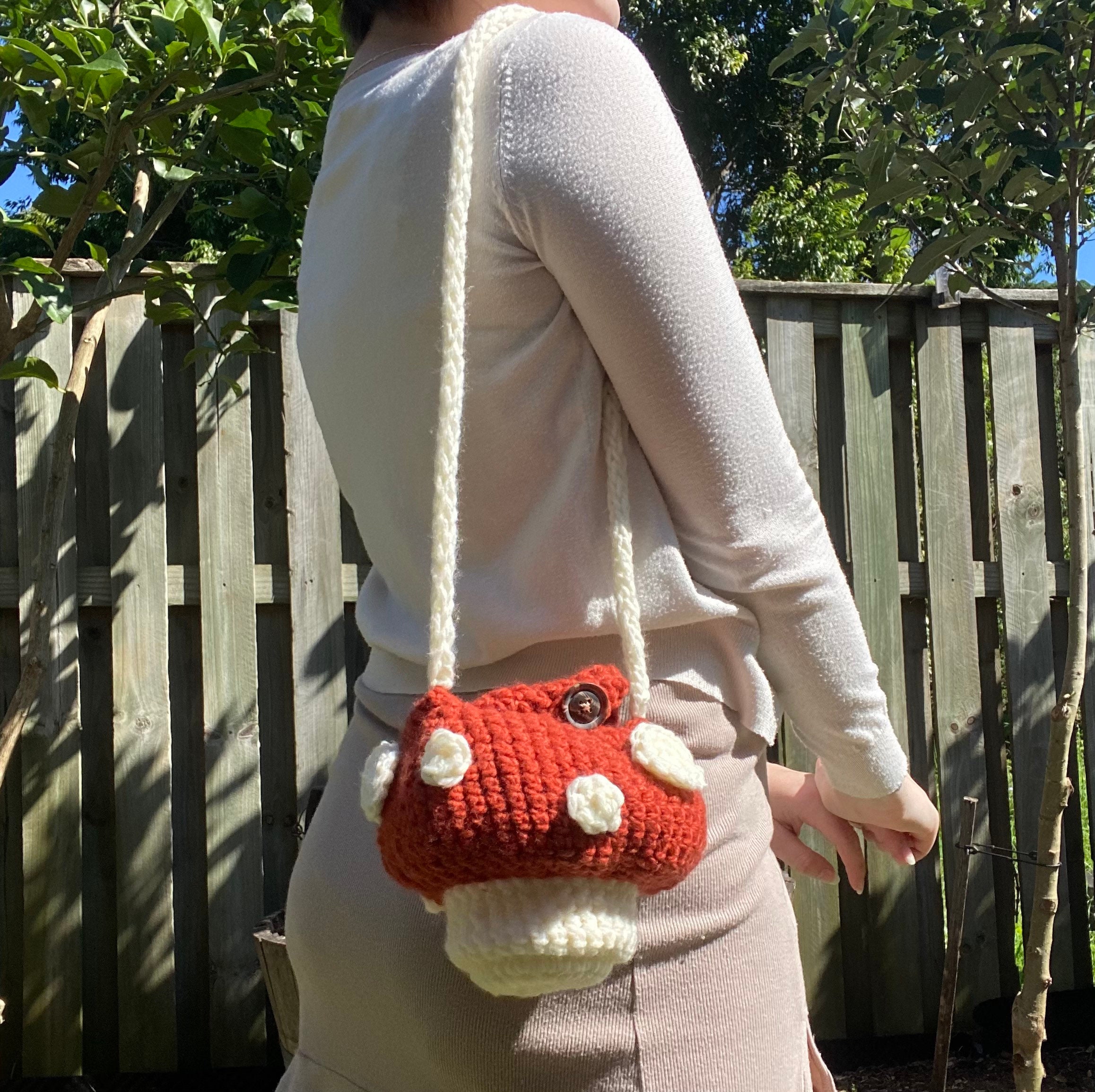 Crochet Mushroom Bag or Backpack Handmade Cottagecore Kawaii Etsy