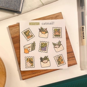 Cat mail sticker sheet | Paper stickers for bujo, planner, journal