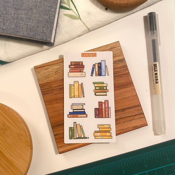 Books sticker sheet Book stack paper stickers | Etsy