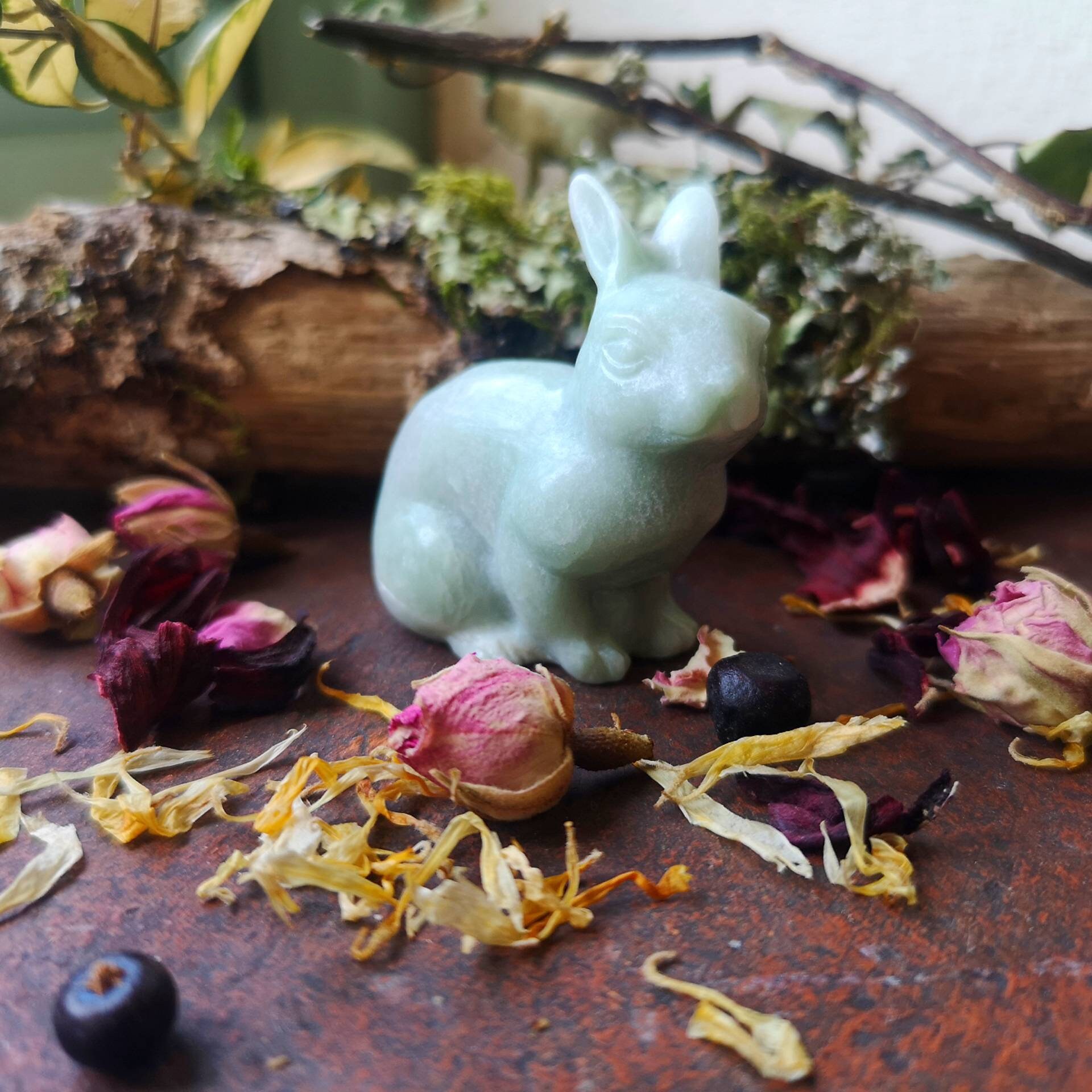 Green jade rabbit totem Etsy