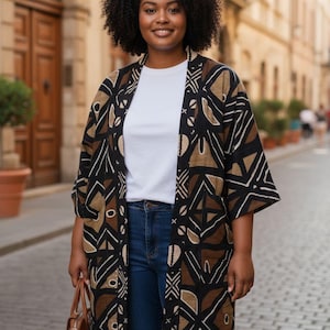 Chaqueta de tela de barro para mujer: Atuendo de chaqueta Bogolan africana