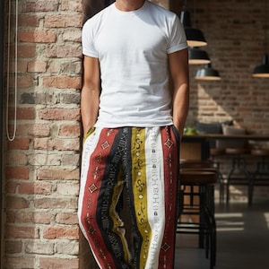Handgemaakte broek van modderdoek: katoenen broek met Afrikaanse print, uniseks erfgoedstijl