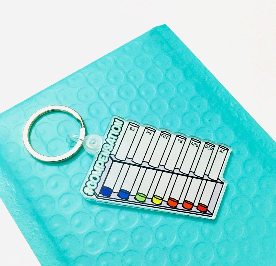 Flow Cytometry FACS Compensation Tubes Keychain, Immunologist I Phd