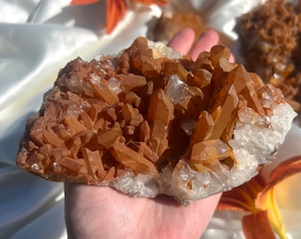 Tangerine Quartz Cluster Large | Raw Tangerine Quartz Cluster from Brazil