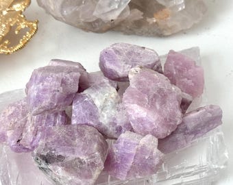Beautiful Rough Kunzite Pieces | Intuitively Chosen Raw Kunzite